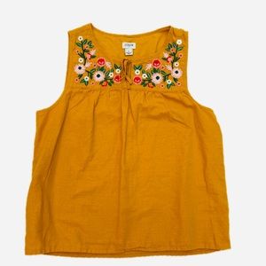 J.Crew Sleeveless Floral Embroidery Blouse